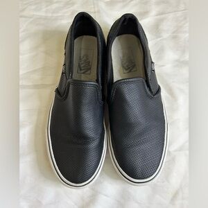 Vans women’s  Black leather Slip-On Shoes size 8.5